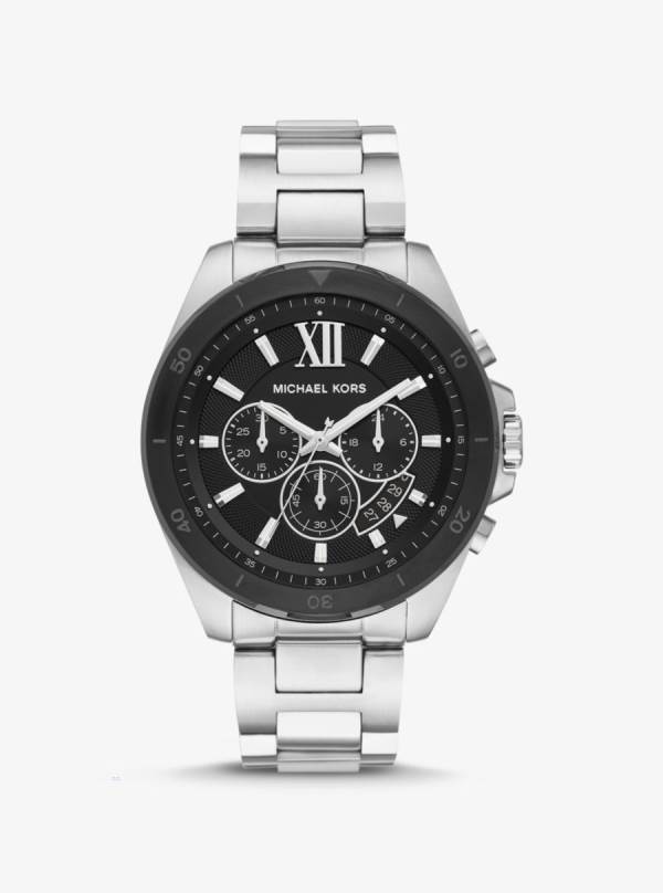 Panske Oversized Hodinky Michael Kors Oversized Brecken Silver-Tone Strieborne - Hodinky Michael Kors Outlet | HOYFL-3827